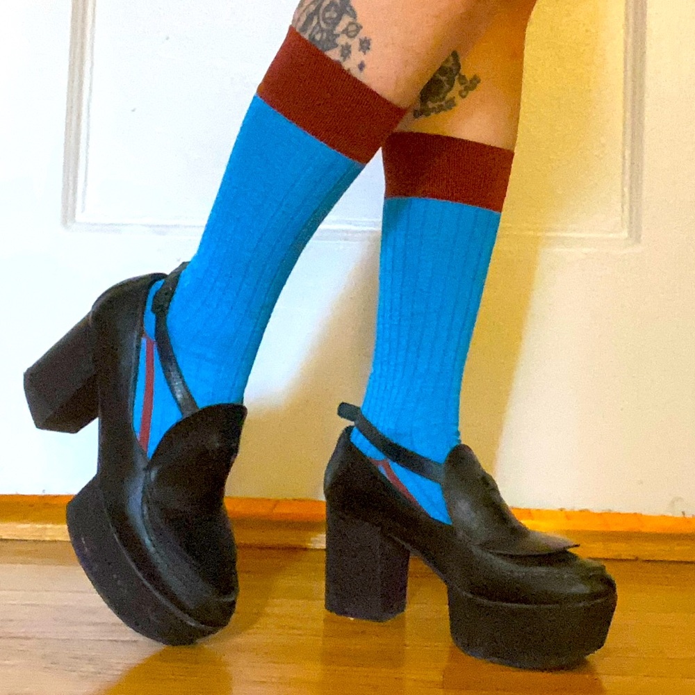 Creatures of Comfort Black Leather Platform Mary Janes Size 8.5